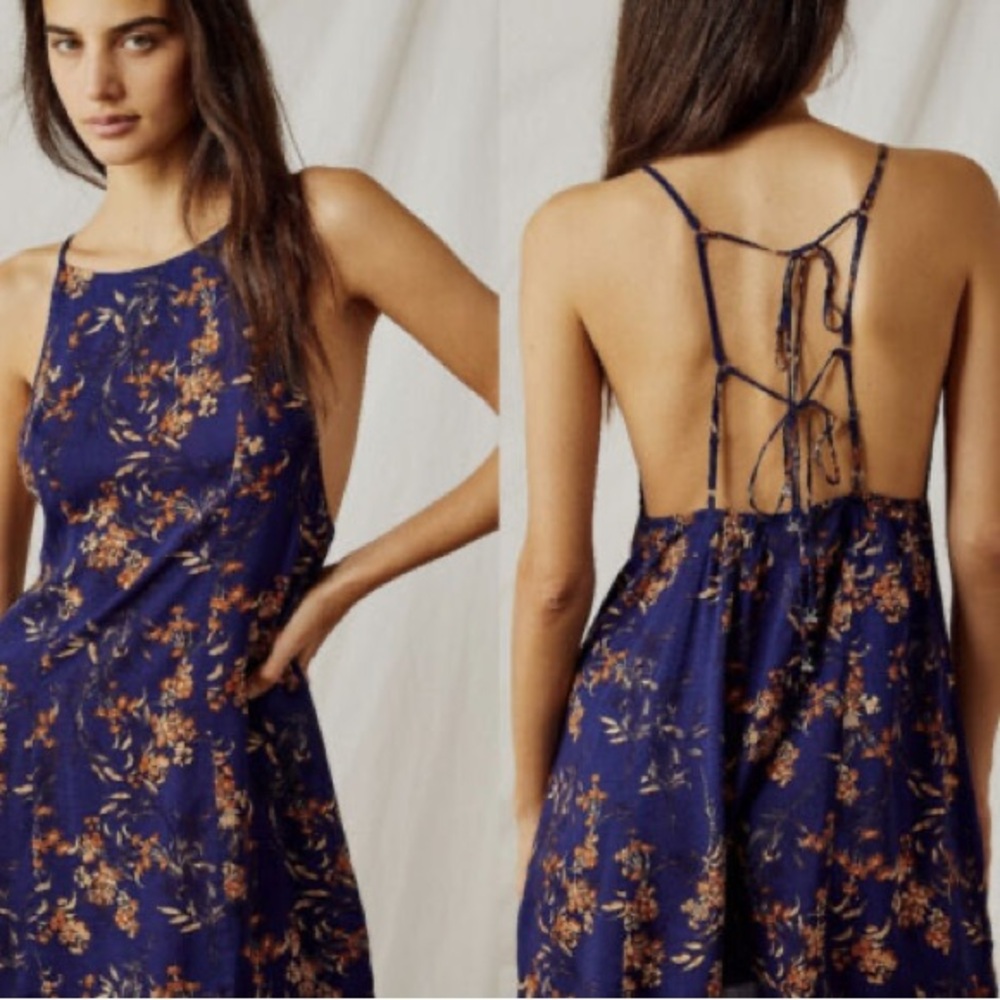 Free People Women's Blue In Control Mini Slip - Picture 2 of 8